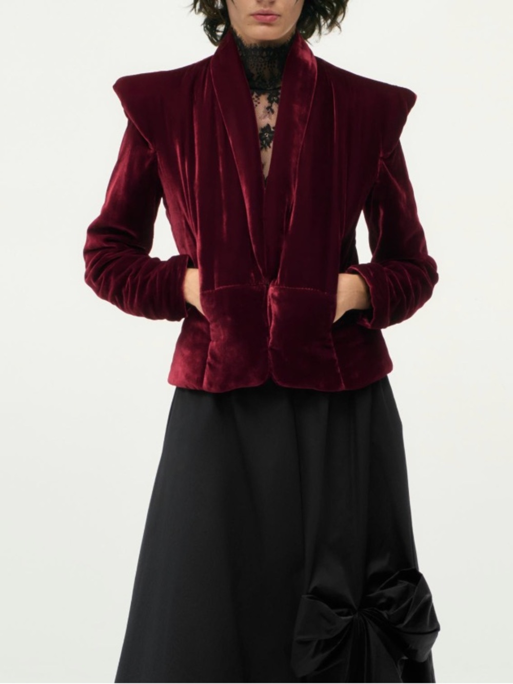 Zara Burgundy Velvet Jacket